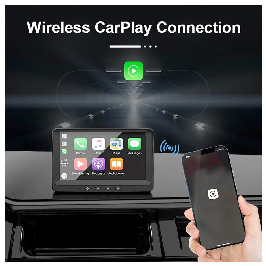 7 Inch - Universal Wireless Smartphone Monitor Screen With Apple Carplay & Android Auto Max Motorsport