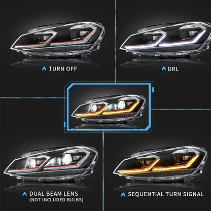 Suitable To Fit - VW Golf 7 LED Projector Headlight - Golf 7.5 GTI Style Max Motorsport