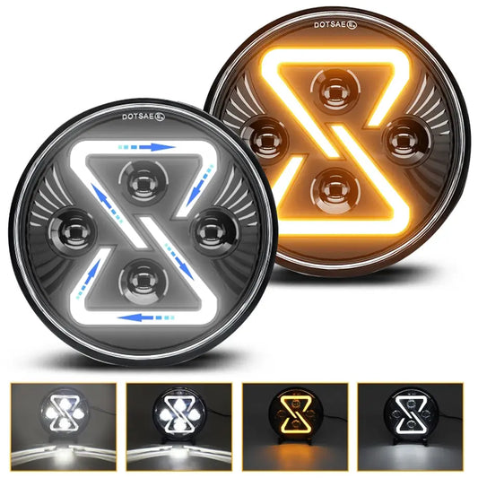 Universal - 7 inch Jeep Style DRL Angel Eye Projector Headlight Max Motorsport